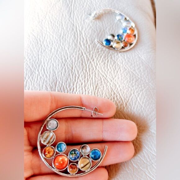 boho hoop earrings A327 - Picture 3 of 4